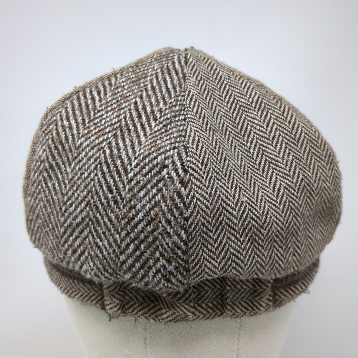 D&Y Army Cap Brown One Size Herringbone Acrylic Wool Blend Hat Side Ribbon