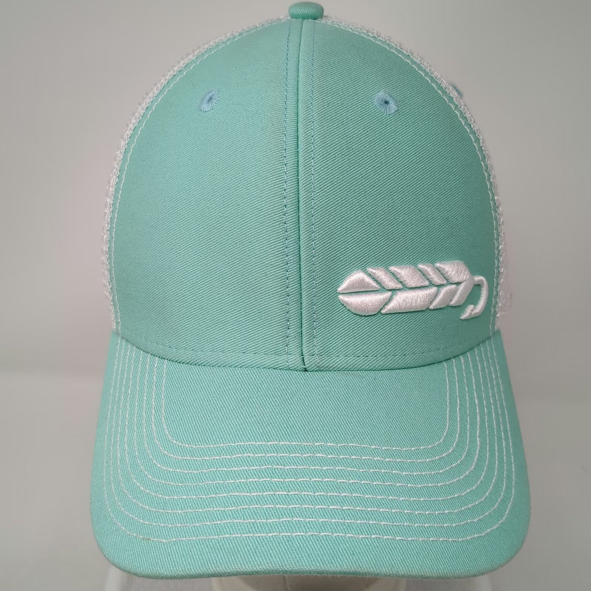 Fishing With Feathers Trucker Hat Green One Size Mesh Back Snapback Fly Lure