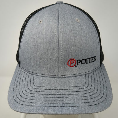 Richardson Trucker Hat Gray One Size Mesh Snapback 112 Potter Logo Embroidered