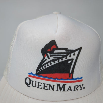 Vintage Queen Mary Cruise Ship Snapback Mesh Back Trucker Hat White OSFA