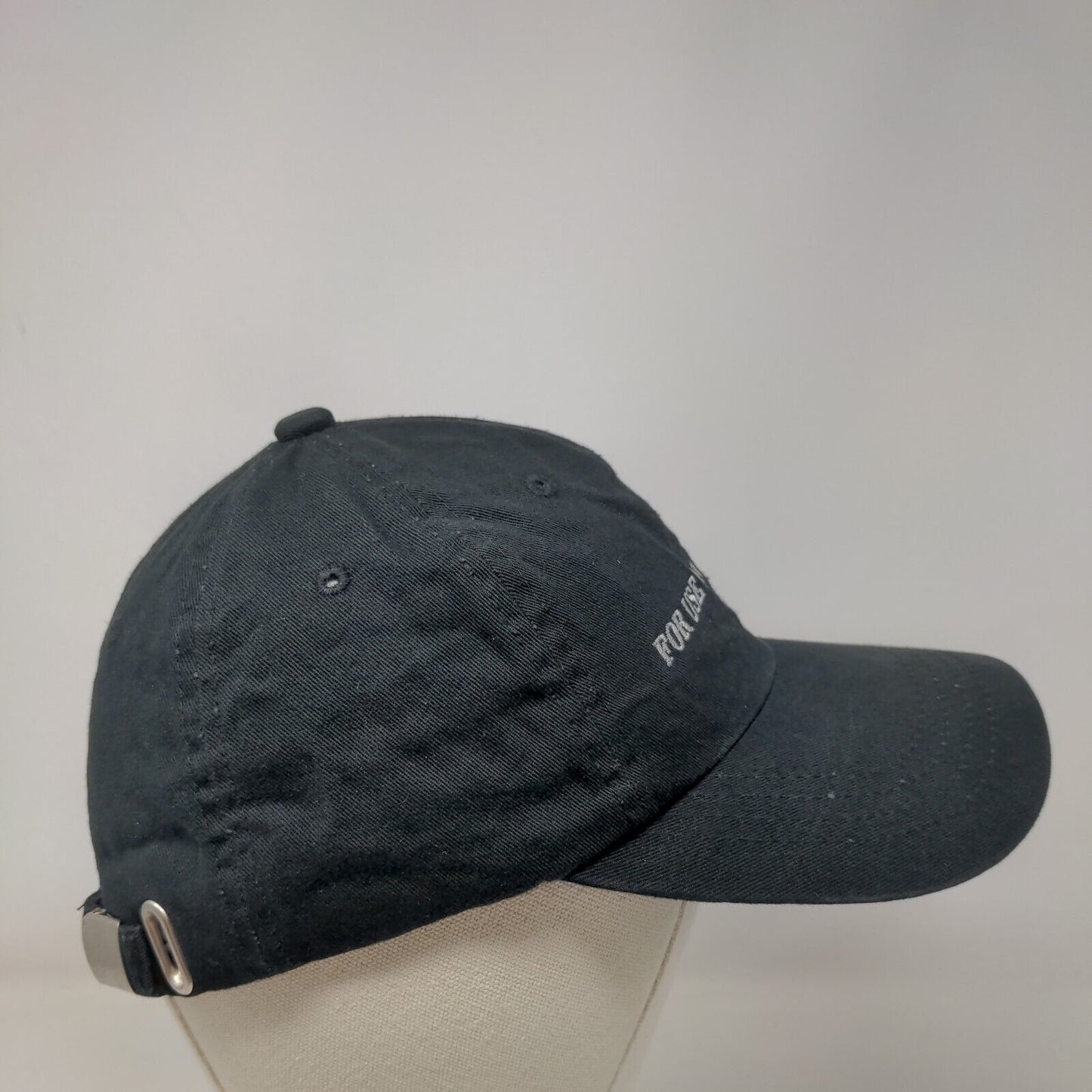 For Use On Head Only Slideback Hat Black One Size Embroidered 6 Panel