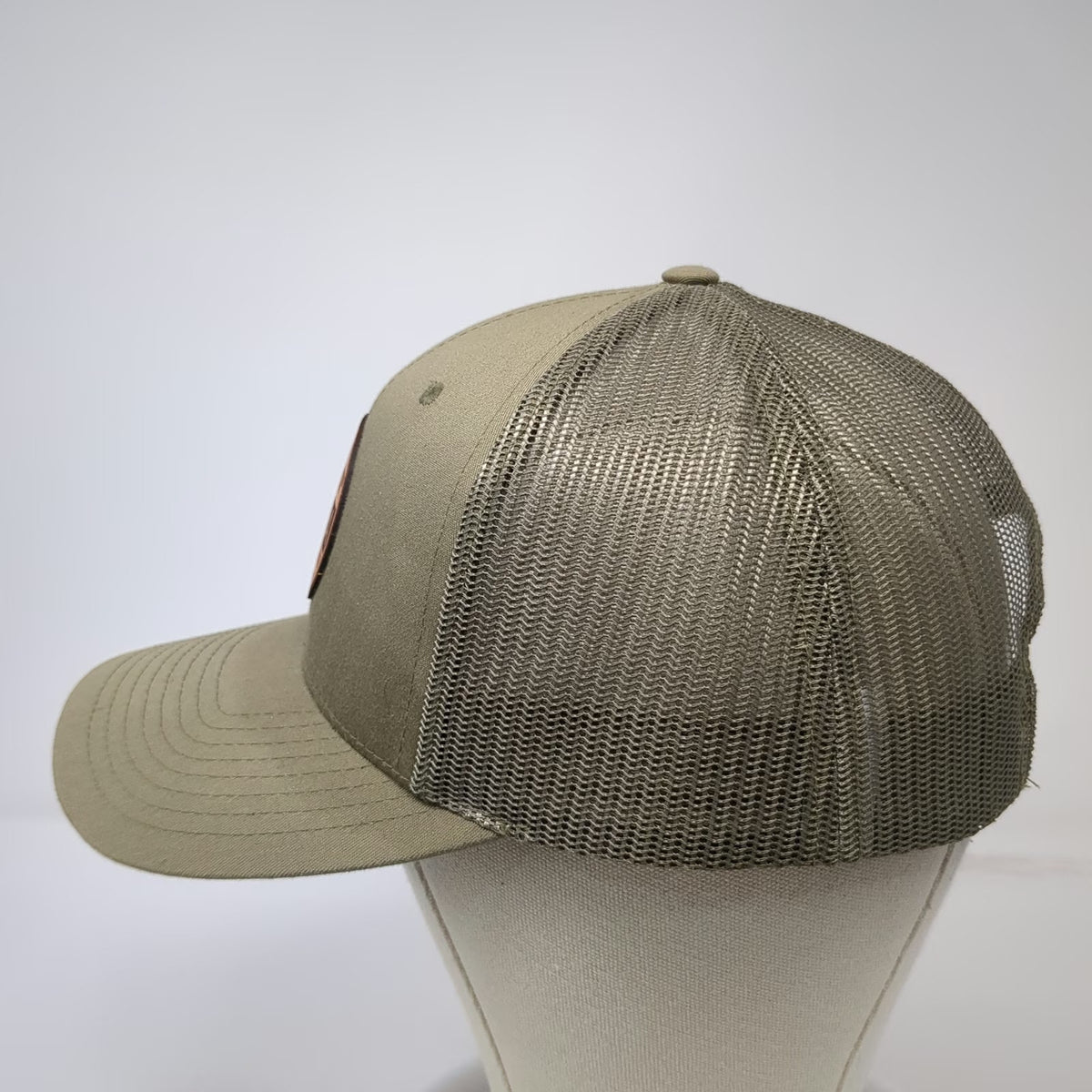Richardson Trucker Hat Green L Bergara Rifles Leather Patch Mesh Snapback Tough