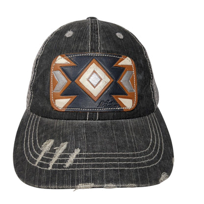 McIntire Saddlery Strapback Trucker Hat Gray OS Adjustable Distressed Mesh Back