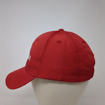 i9 Sports Strapback Hat Red OS Adjustable Embroidered Vented Holes Polyester