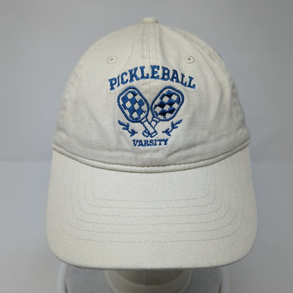 Pickleball Varsity Slideback Hat Tan OS Adjustable Embroidered 6 Panel Cotton