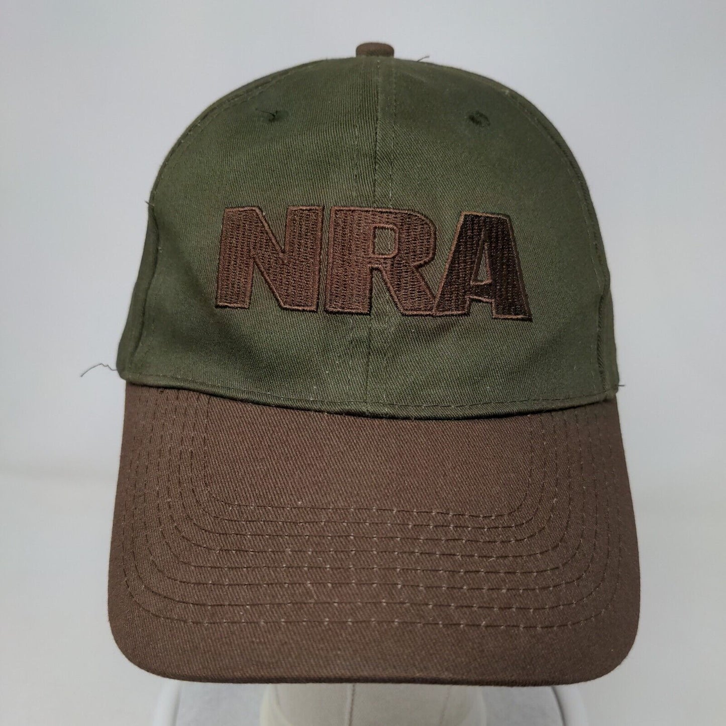 NRA Strapback Hat Green 58cm Embroidered Adjustable 6 Panel Colorblock