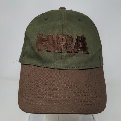 NRA Strapback Hat Green 58cm Embroidered Adjustable 6 Panel Colorblock