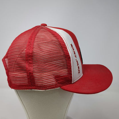 AJ Maryland Terrapins NCAA Red Trucker Hat L Mesh Snapback Striped Vintage
