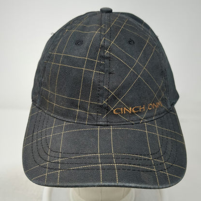 Cinch Baseball Cap Black One Size Grid Pattern Embroidered Logo Stretch Fit Hat