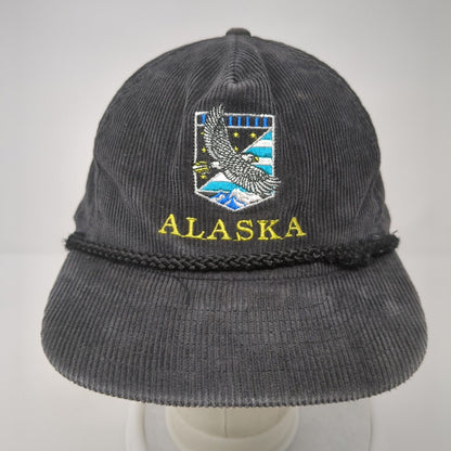 Alaska Snapback Rope Hat Black One Size Corduroy Solid Embroidered