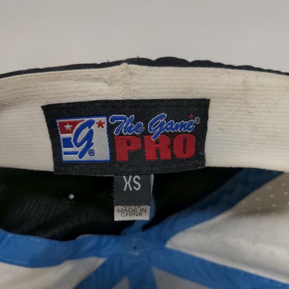 The Game Pro Fitted Hat Blue XS Embroidered Logo Colorblock 6 Panel