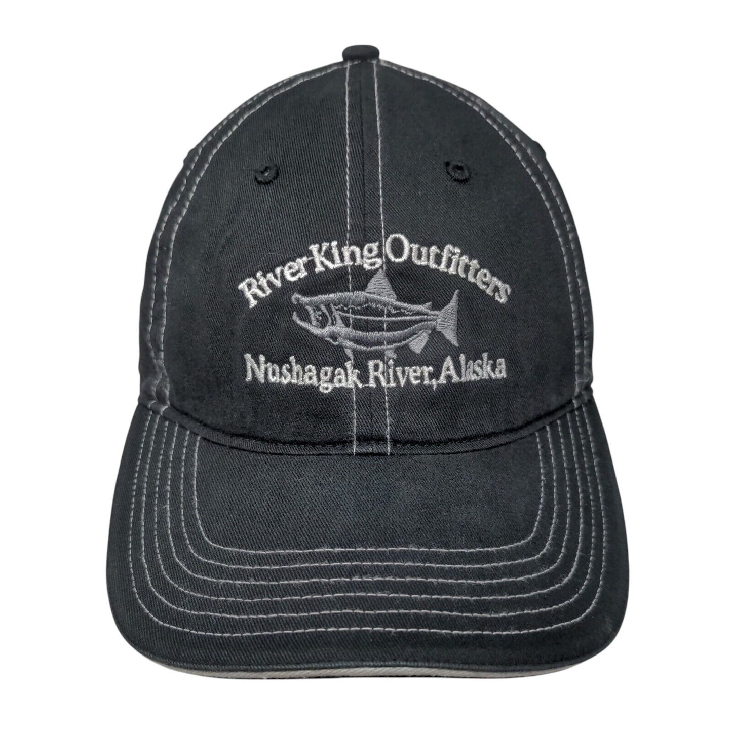 River King Outfitters Nushagak River Alaska Strapback Hat Black OS Adjustable