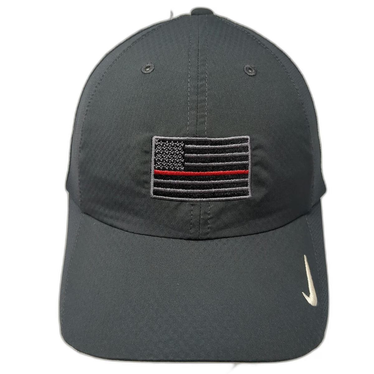 Nike Baseball Cap Gray One Size Thin Red Line American Flag Strapback Golf Hat