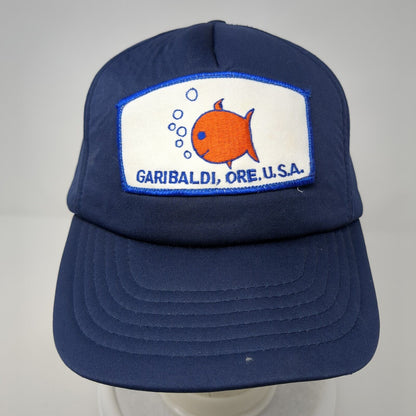 Garibaldi Ore USA Snapback Hat Blue M/L Adjustable Patch Logo 6 Panel Sportco