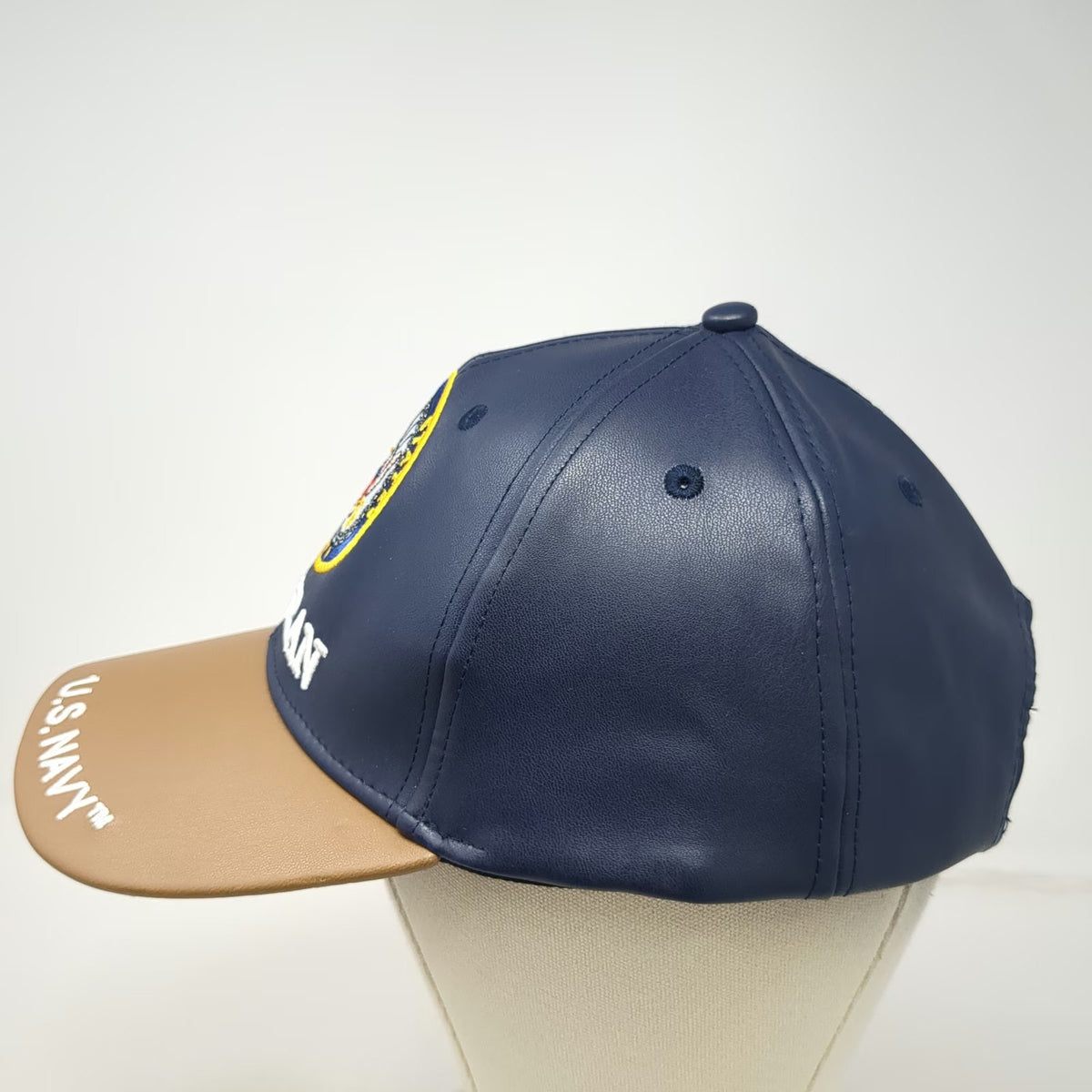 American Excellence Baseball Cap Blue One Size Navy Veteran Faux Leather Hat