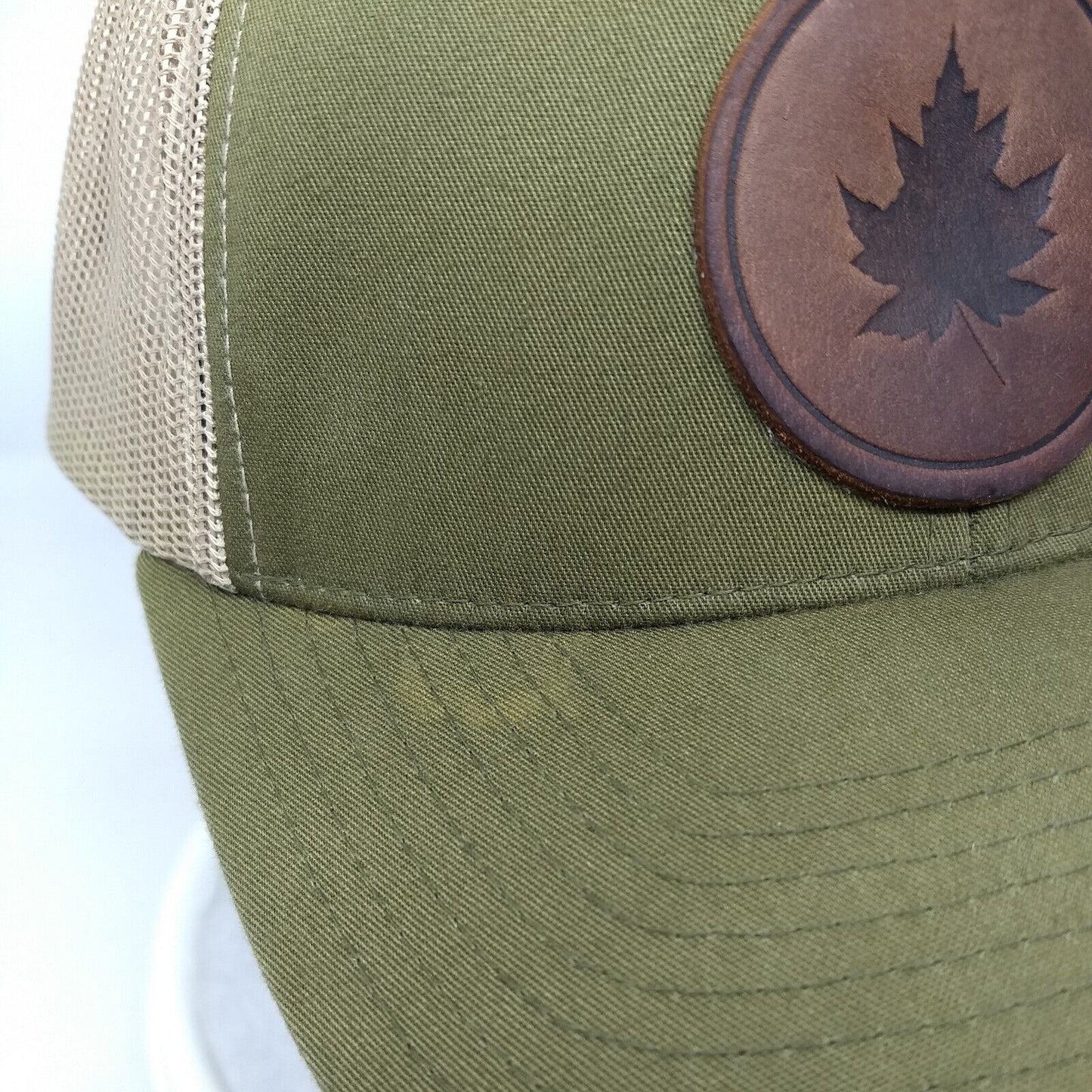 Maple Leaf Leather Patch Snapback Trucker Hat Multi OSFA Mesh Back