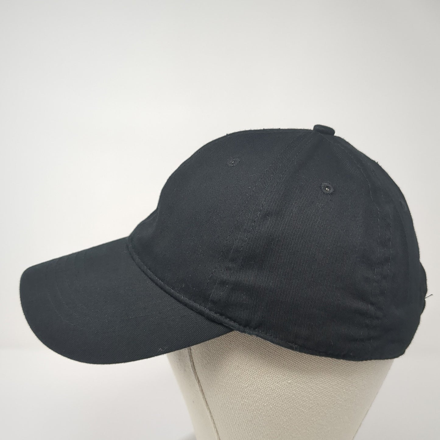 Unbranded Strapback Hat Black Solid One Size Adjustable Outdoor 6 Panel