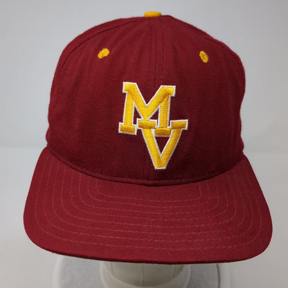 New Era Pro Model MV Fitted Hat Cap Red Yellow Size 7 1/8 Made in USA 6 Panel
