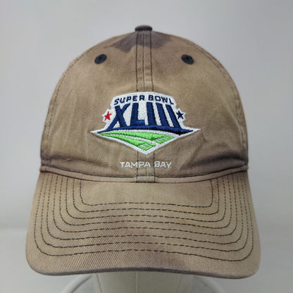 Reebok Men's Slideback Hat Blue Tan OSFA Embroidered NFL Super Bowl XLII Logo