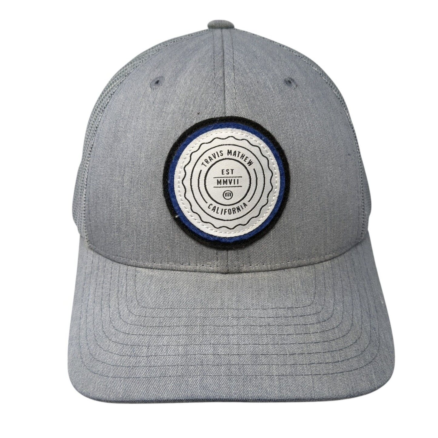 Travis Mathew California Patch Trucker Hat Gray One Size Mesh Back