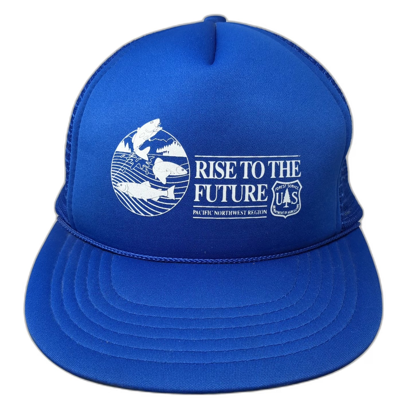 The Sportsman Trucker Hat Blue One Size US Forest Service PNW Fish Snapback Mesh