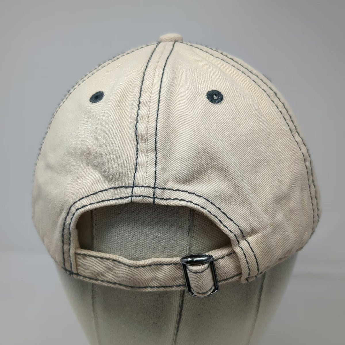 Mountain Baseball Cap Beige OSFM Alaska Bear Last Frontier Slideback Hat Blue