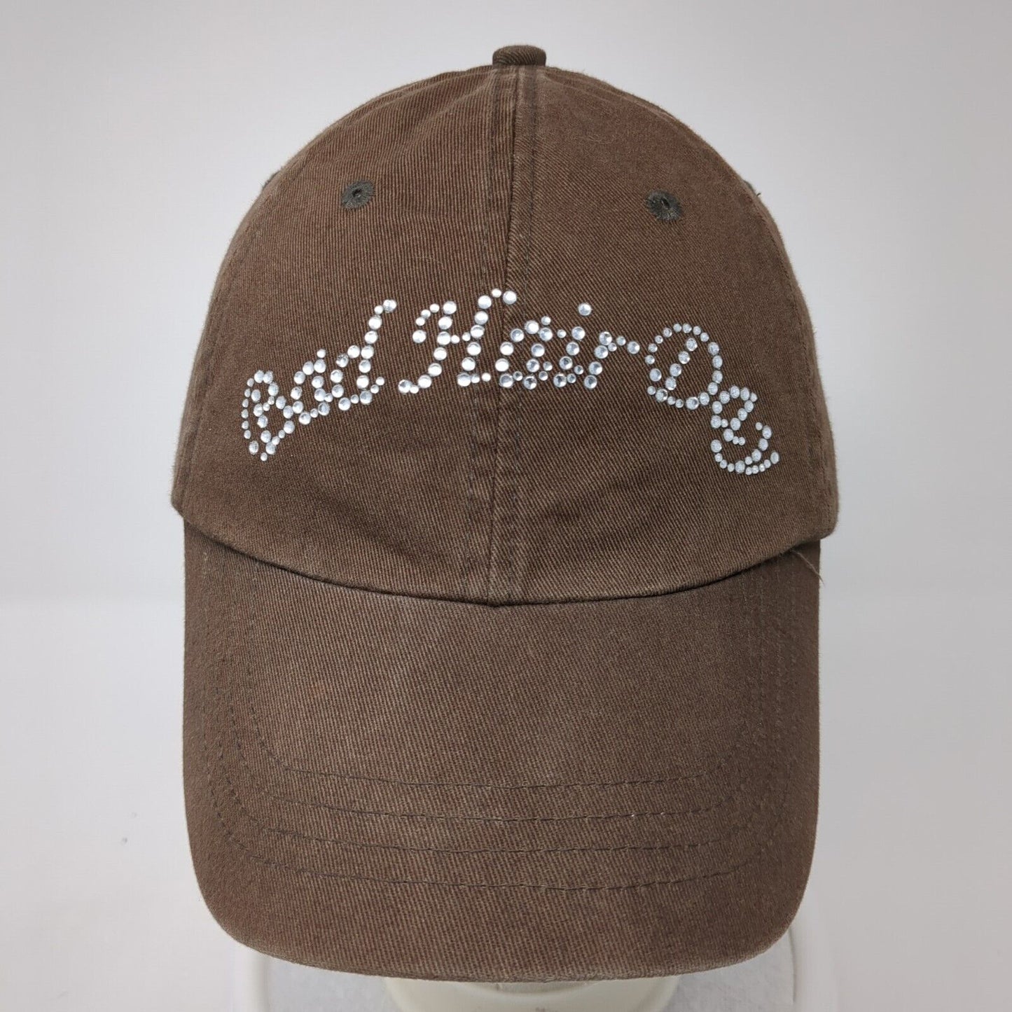 Bad Hair Day Slideback Hat Brown OS Adjustable Rhinestone Headshots KC Caps