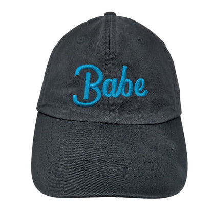 Babe Slideback Hat Black One Size Embroidered Leather Strap Adams