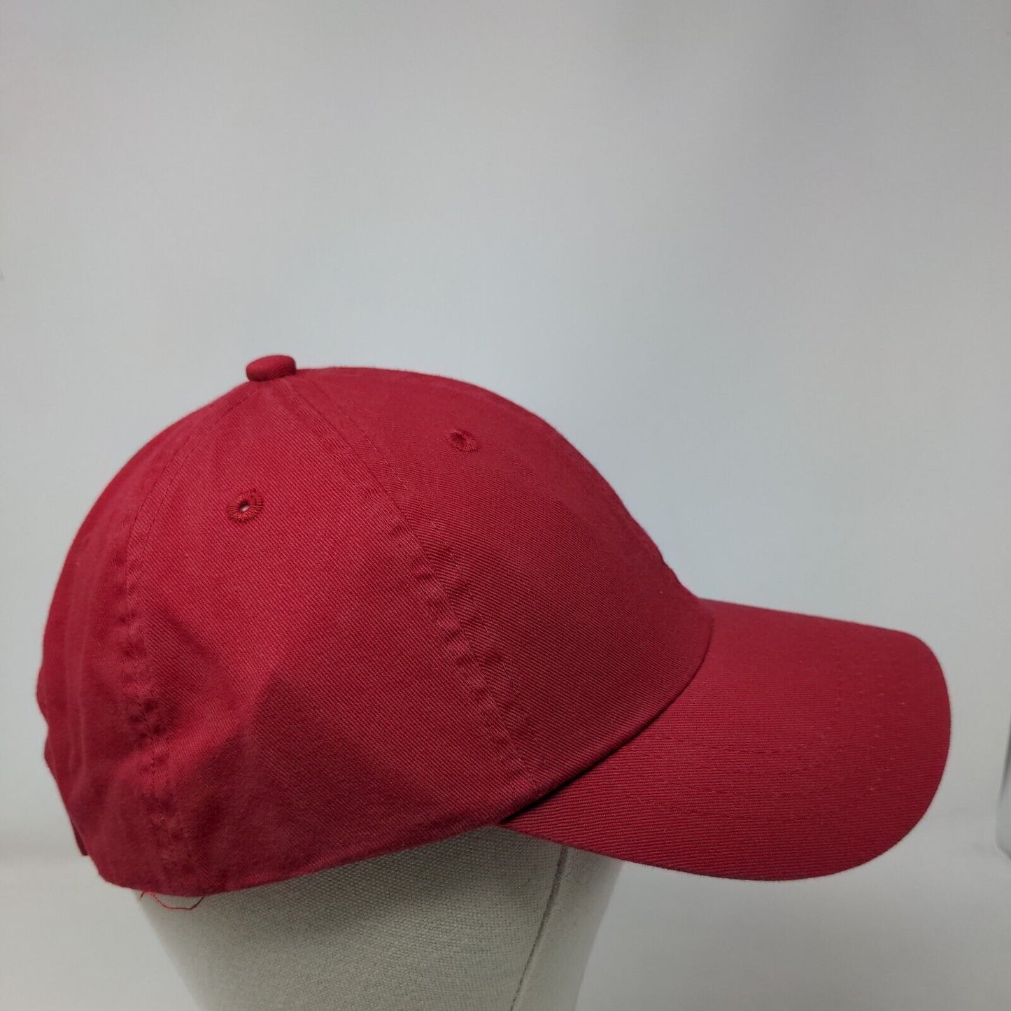Port & Company Strapback Hat Red One Size Adjustable Vented Holes 6 Panel Blank