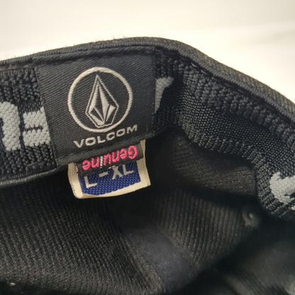 Volcom Baseball Cap Gray Black XL Flexfit Stone Logo Embroidered Hat Structured