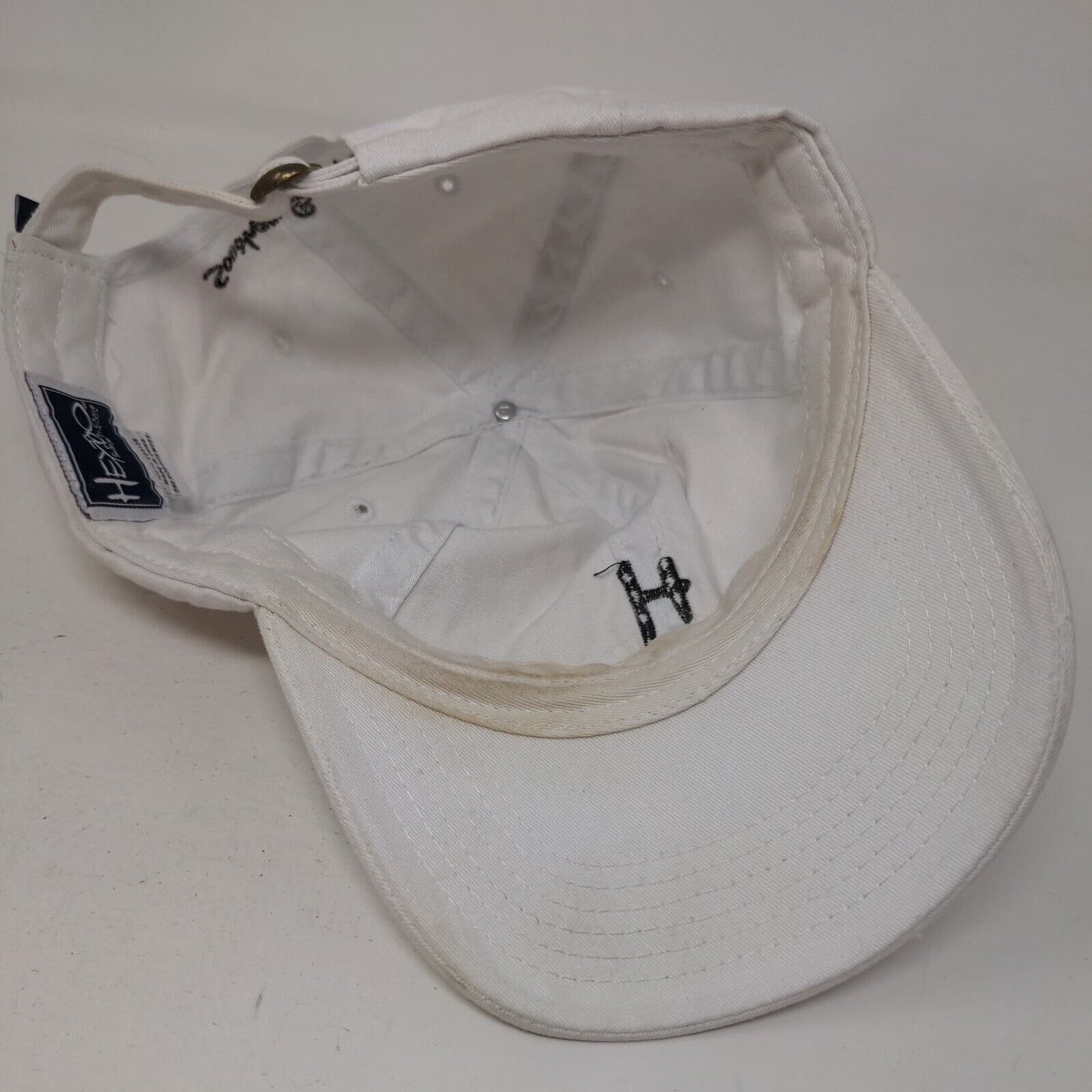 HEYBO Slideback Hat White OSFM Adjustable Embroidered Vented Holes 6 Panel