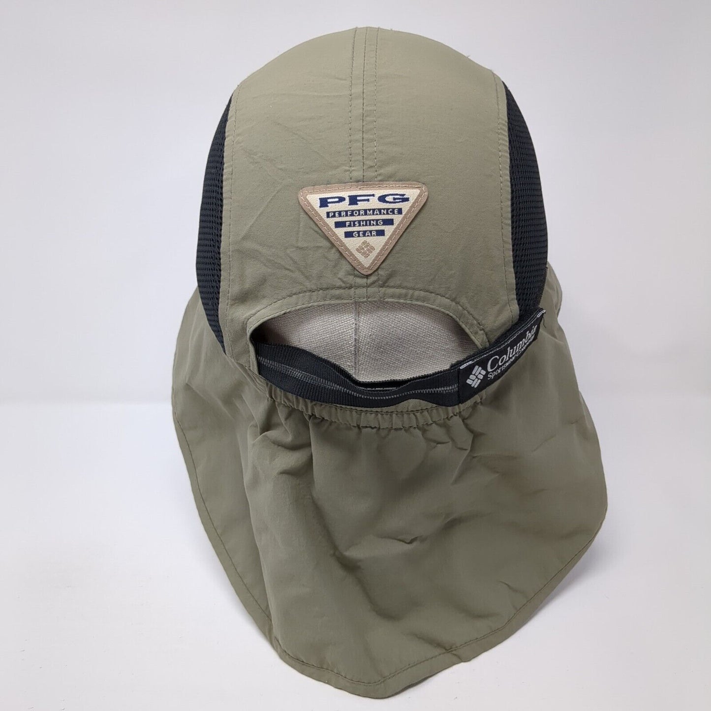 Columbia Strapback Hat Tan One Size Chin Strap Back Flap UPF 30+ Outdoor