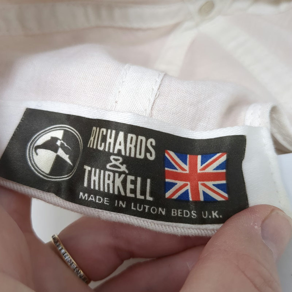 Richards & Thirkell Snapback Hat White One Size Made in England Dalmahoy Golf