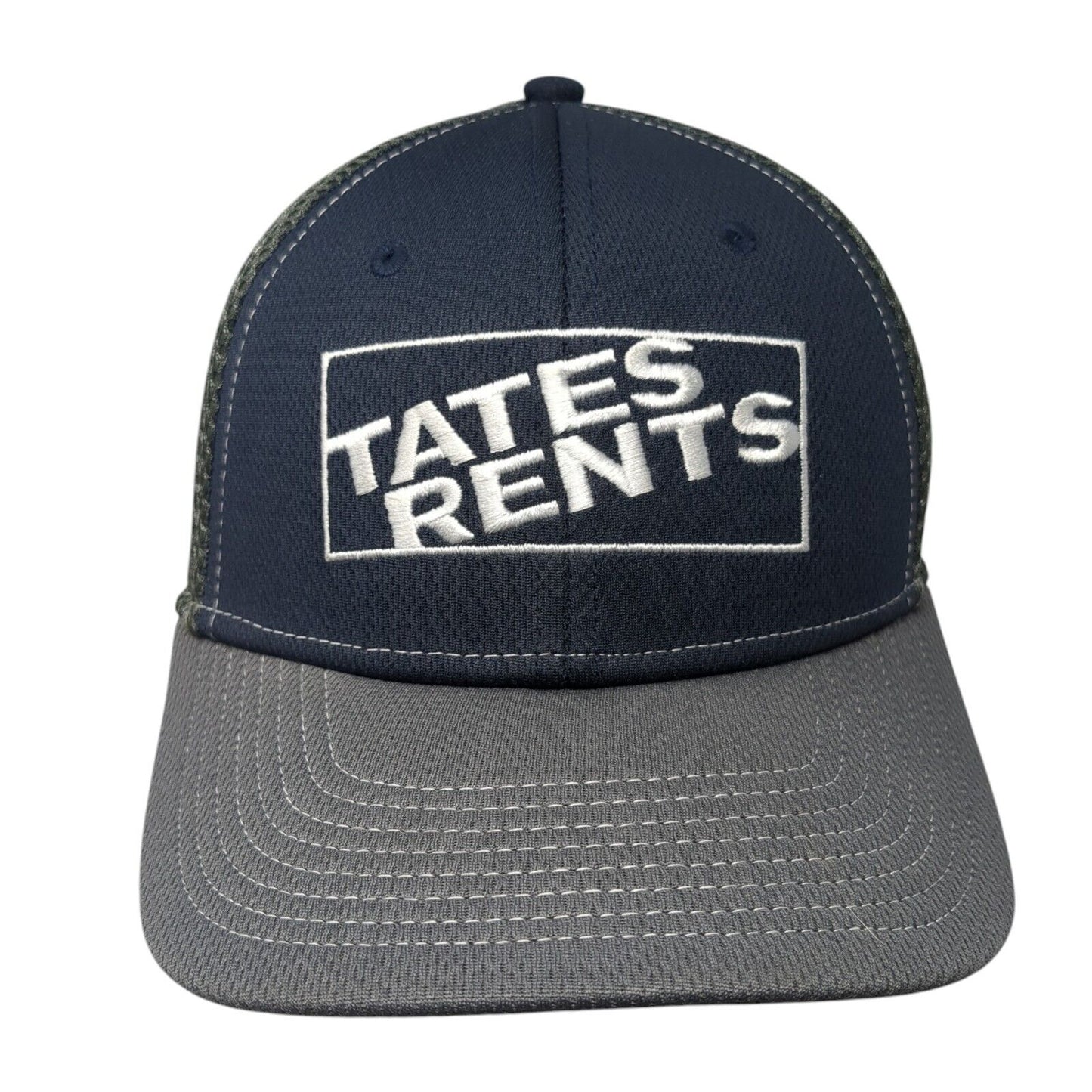 Tates Rents Fitted Mesh Back Hat Gray M/L Embroidered Colorblock 6 Panel