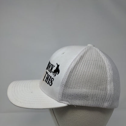 Buck This Fitted Mesh Back Trucker Hat White OSFA Flexfit Yupoong