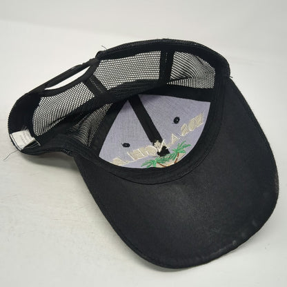 Trucker Hat Black One Size Mesh Back Snapback Los Angeles Palm Tree Embroidery