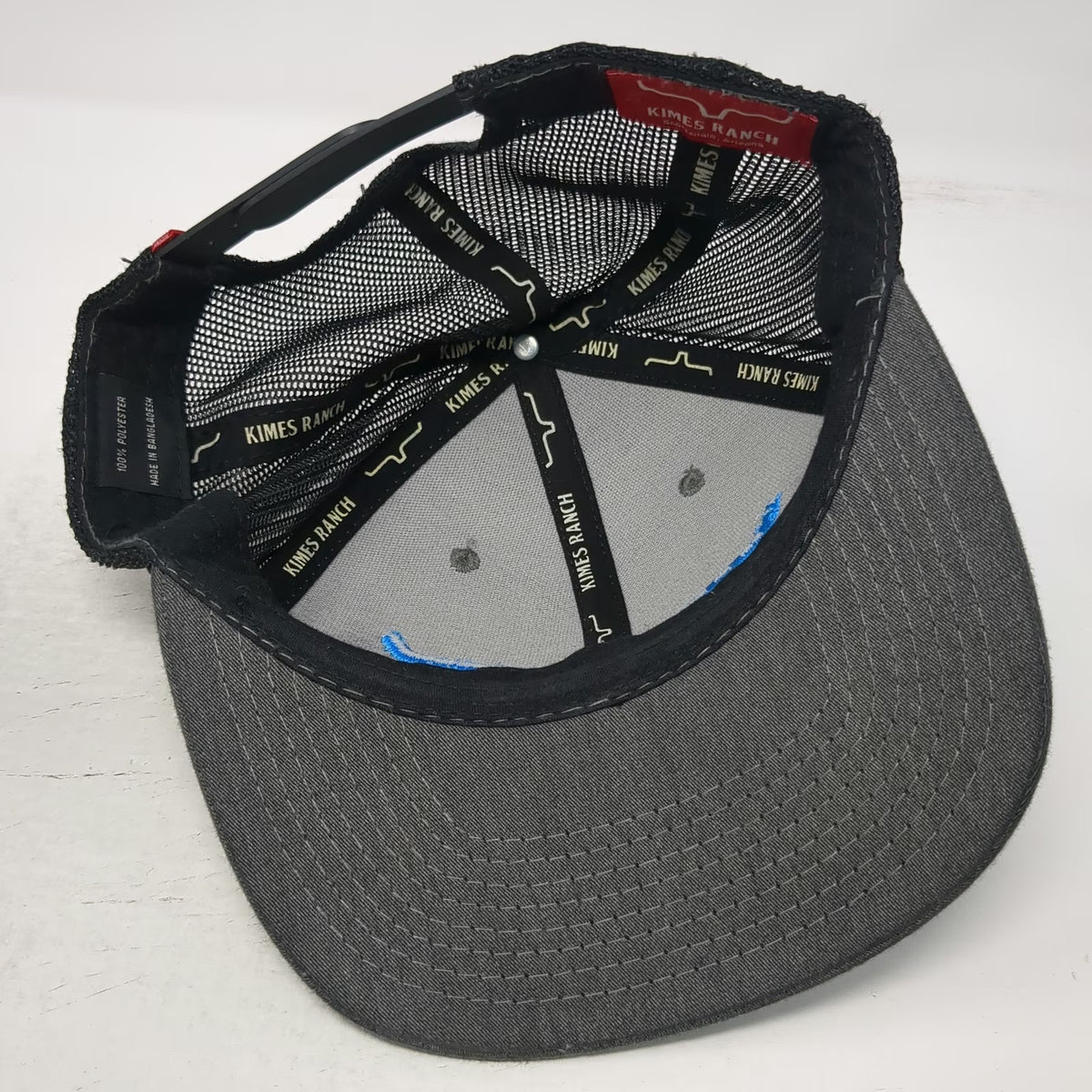 Kimes Ranch Trucker Hat Gray OSFM Blue Longhorn Logo Mesh Snapback Scottsdale