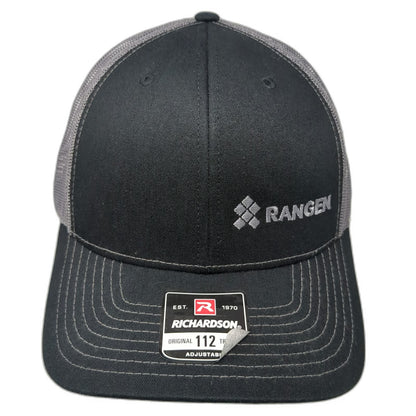 Richardson Trucker Hat Black One Size Rangen Logo Mesh Back Snapback Adjustable