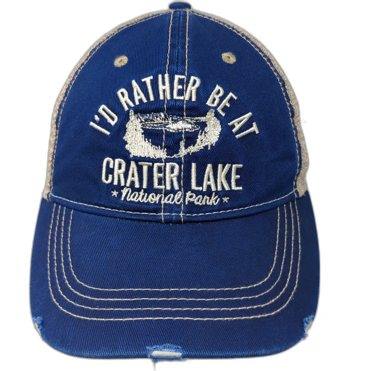 Ace USA Trucker Hat Blue One Size Crater Lake National Park Mesh Snapback Cap
