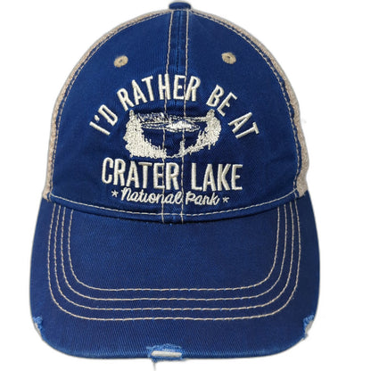 Ace USA Trucker Hat Blue One Size Crater Lake National Park Mesh Snapback Cap