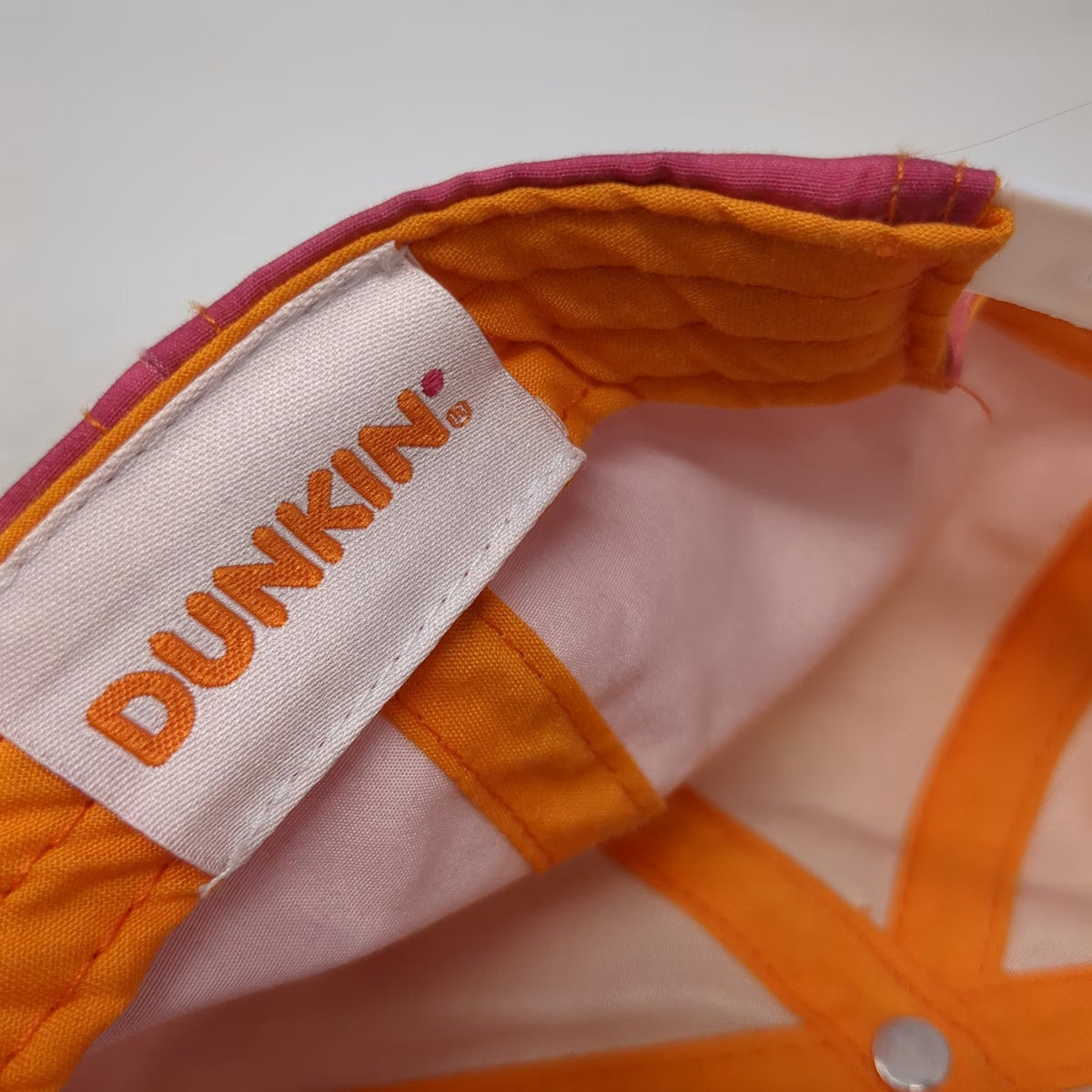 Dunkin' 5 Panel Orange Hat One Size Rope Checkered Gradient Snapback Polyester