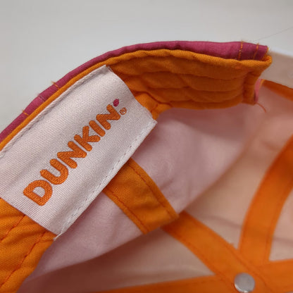 Dunkin' 5 Panel Orange Hat One Size Rope Checkered Gradient Snapback Polyester