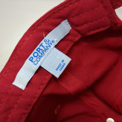 Port & Company Baseball Cap Red OSFM Warner Construction Hat Excavator Graphic