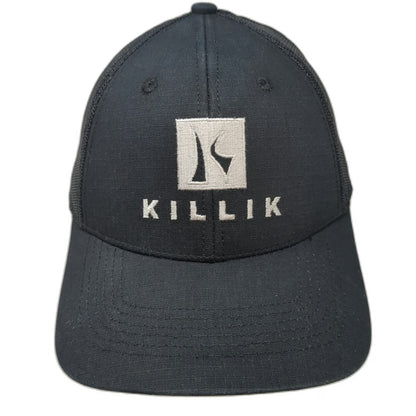 Killik Trucker Hat Black One Size Snapback Mesh Logo Square Patch Structured