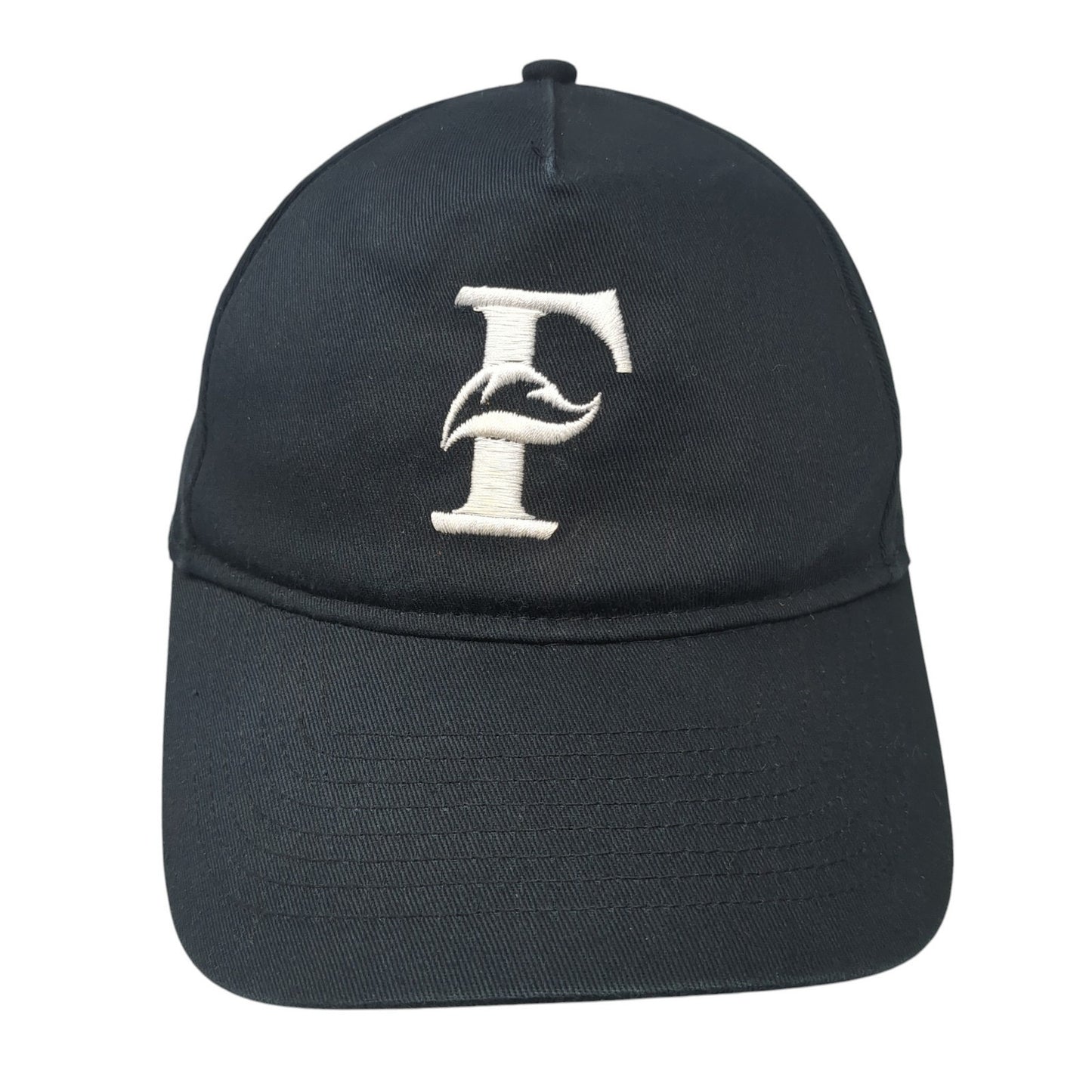 UltraClub Strapback Hat Black One Size Adjustable Embroidered Logo