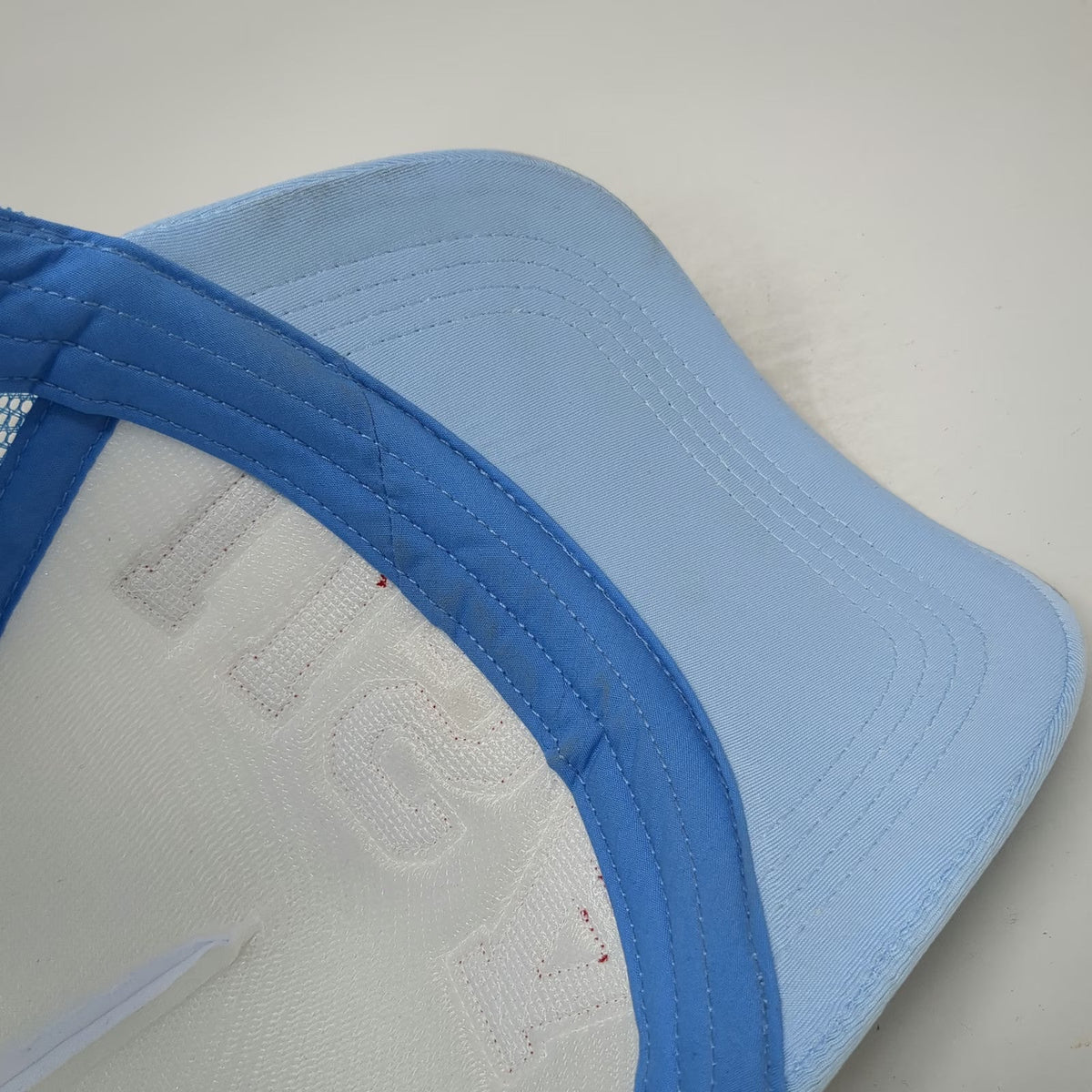Trucker Hat Blue One Size USA Chenille Patch Gold Trim Mesh Foam Front Snapback