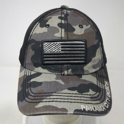 Arrell's Baseball Cap Gray Black One Size Mesh Camo Flag Panama City Beach hat