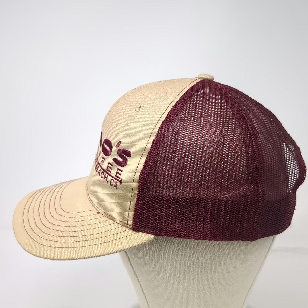 Richardson Trucker Hat Beige Purple One Size Mesh Snapback Coffee Logo Cafe PB