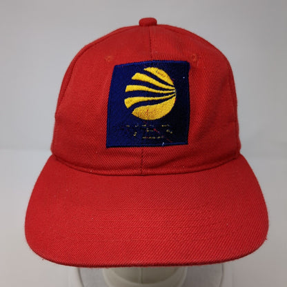 Unbranded Strapback Hat Red One Size Adjustable Embroidered Logo Solid