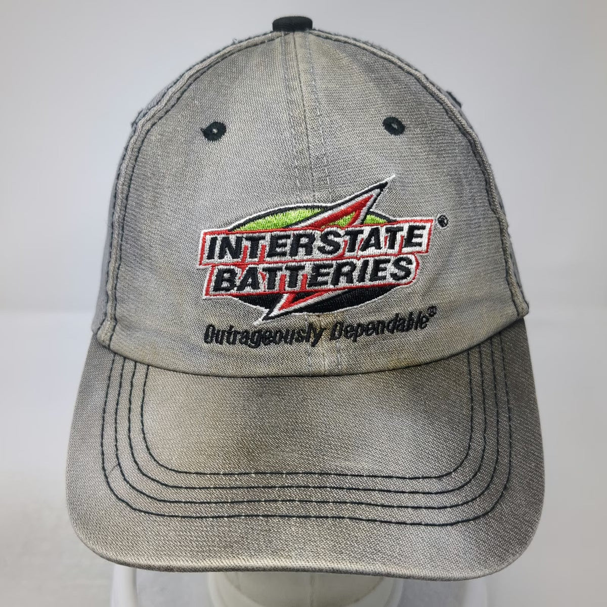 Interstate Batteries Hat Baseball Cap Gray One Size Distressed Adjustable Strap